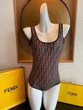 FENDI BROWN LYCRA REVERSIBLE SWIMSUIT
