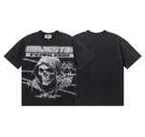 MAJESTIC DEATH CHAIN GARMENT CROPPED TEE-SHIRT