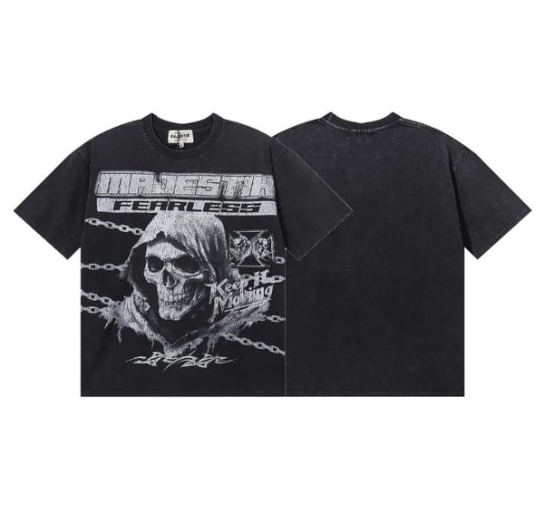 MAJESTIC DEATH CHAIN GARMENT CROPPED TEE-SHIRT