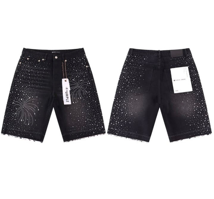 PURPLE LABEL STUDDED DENIM SHORTS