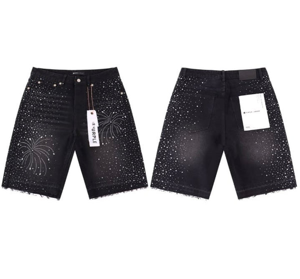 PURPLE LABEL STUDDED DENIM SHORTS