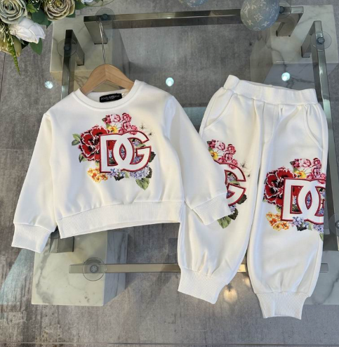 DOLCE & GABBANA GIRLS FLOWER PRINT SWEATPANTS SET