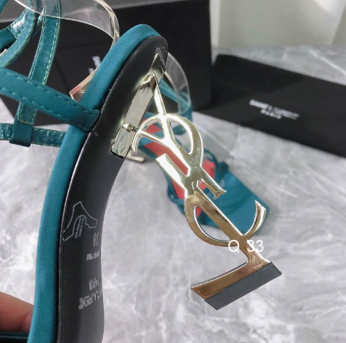 SAINT LAURENT OPYUM YSL LOGO-HEEL SANDALS